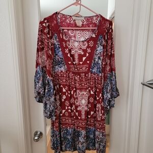 Flying Tomato Red Sundress with Bishop Sleeves